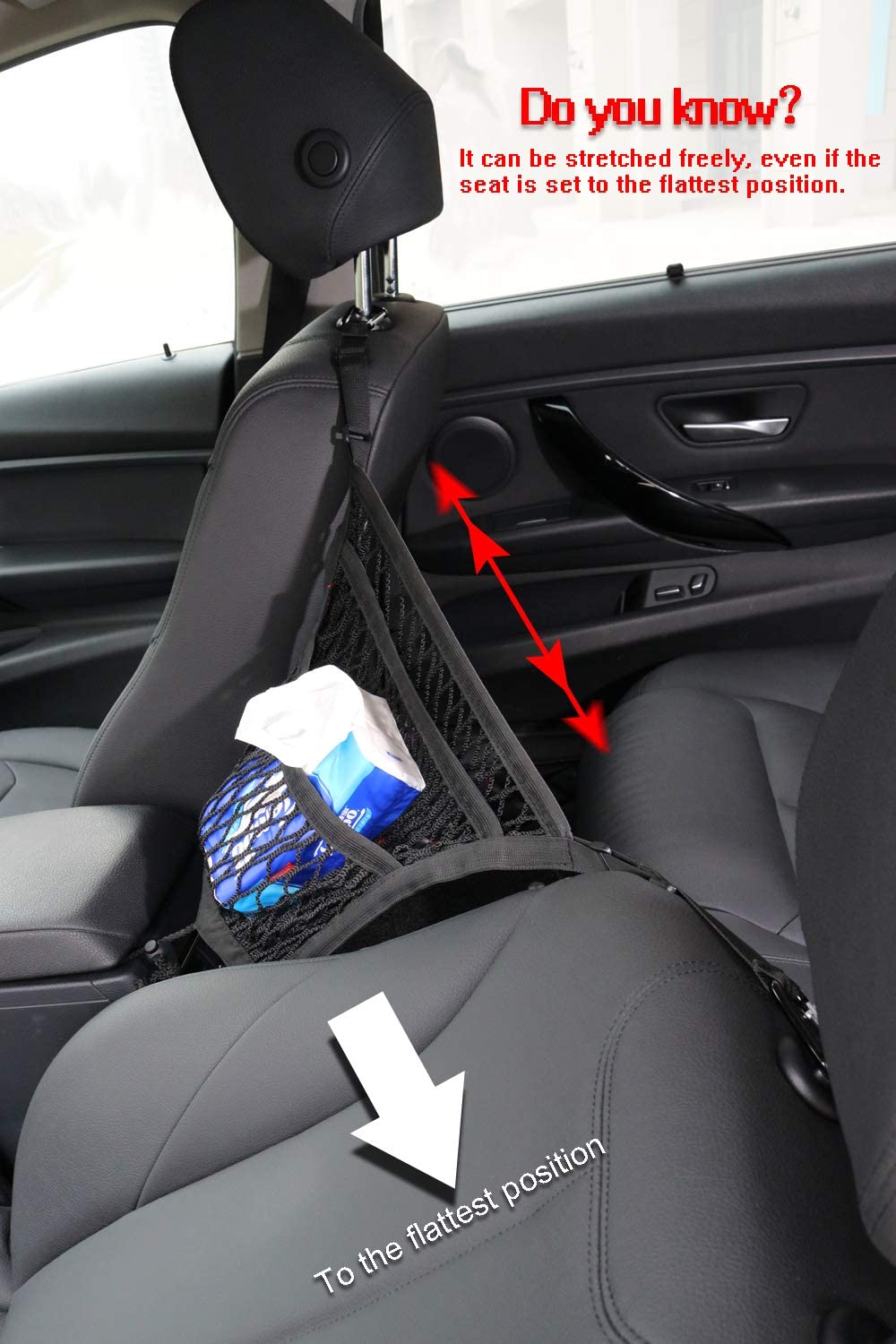 3 Layer Car Seat Net Organizer with Pet Barrier and Storage