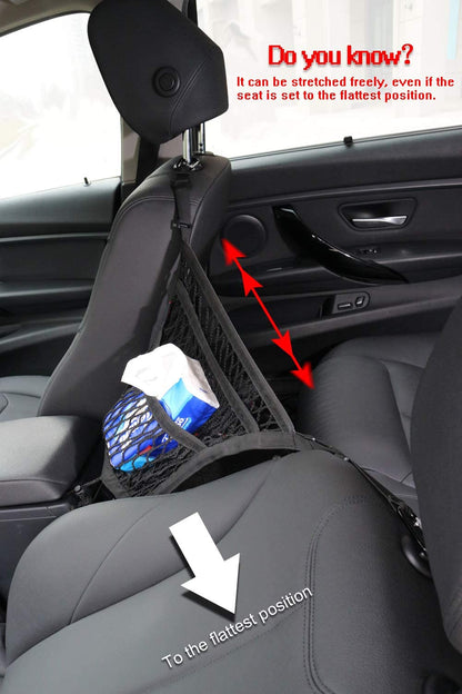 3 Layer Car Seat Net Organizer with Pet Barrier and Storage