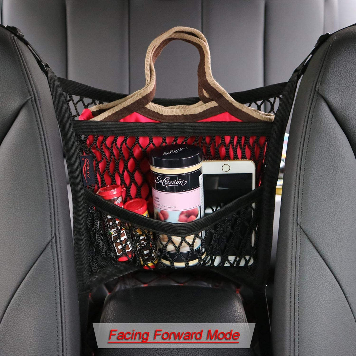 3 Layer Car Seat Net Organizer with Pet Barrier and Storage