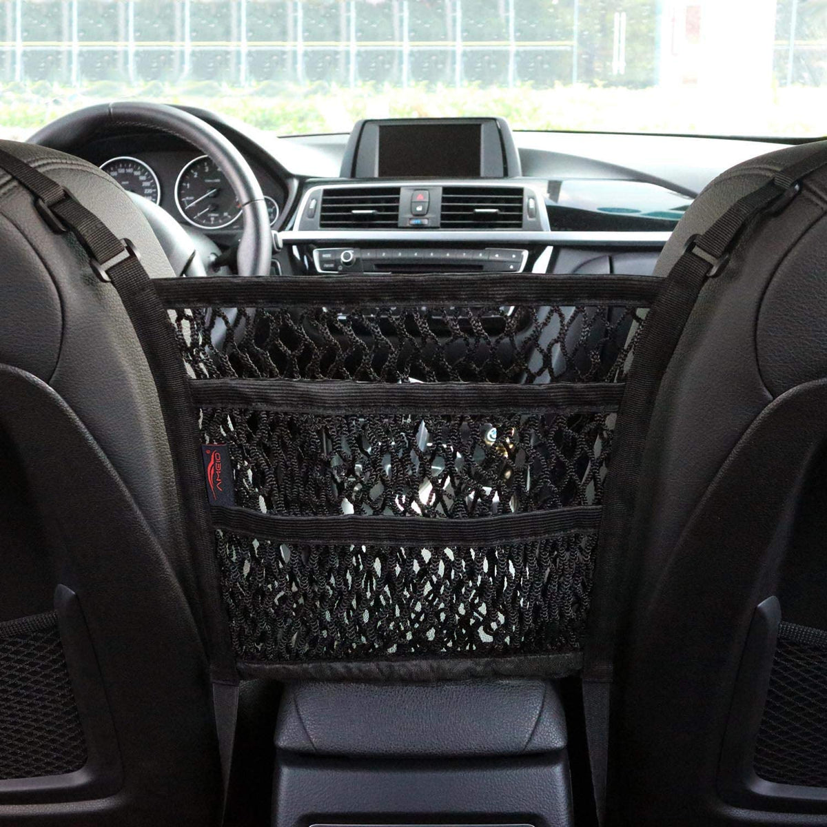 3 Layer Car Seat Net Organizer with Pet Barrier and Storage