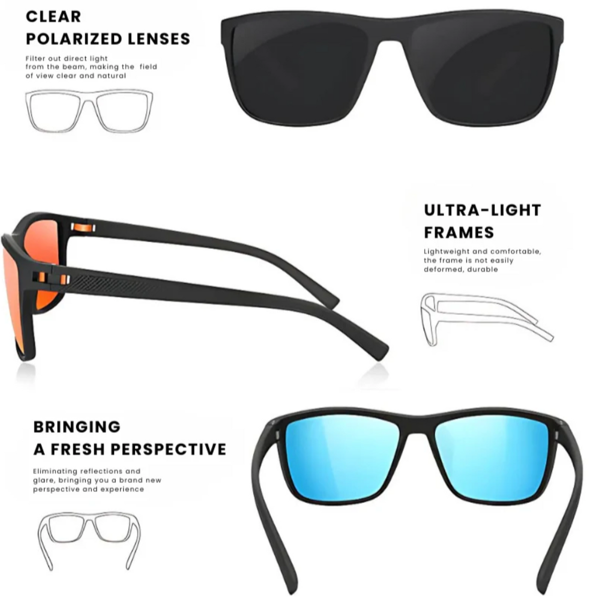 3 Pack Polarized UV400 Sunglasses Set
