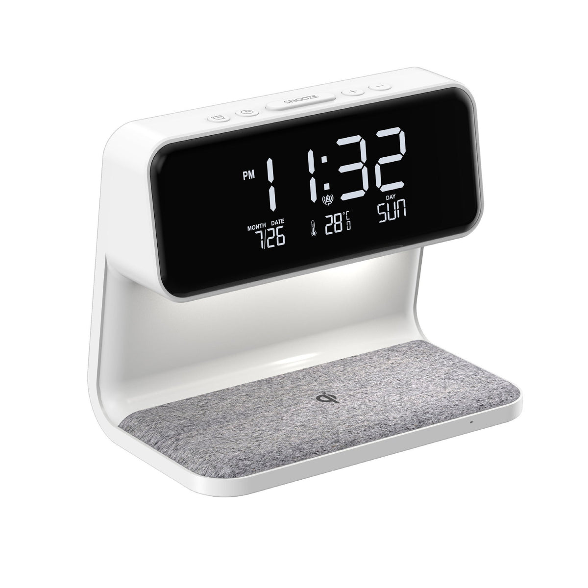3-in-1 Bedside Lamp with Wireless Charger and LCD Alarm Clock