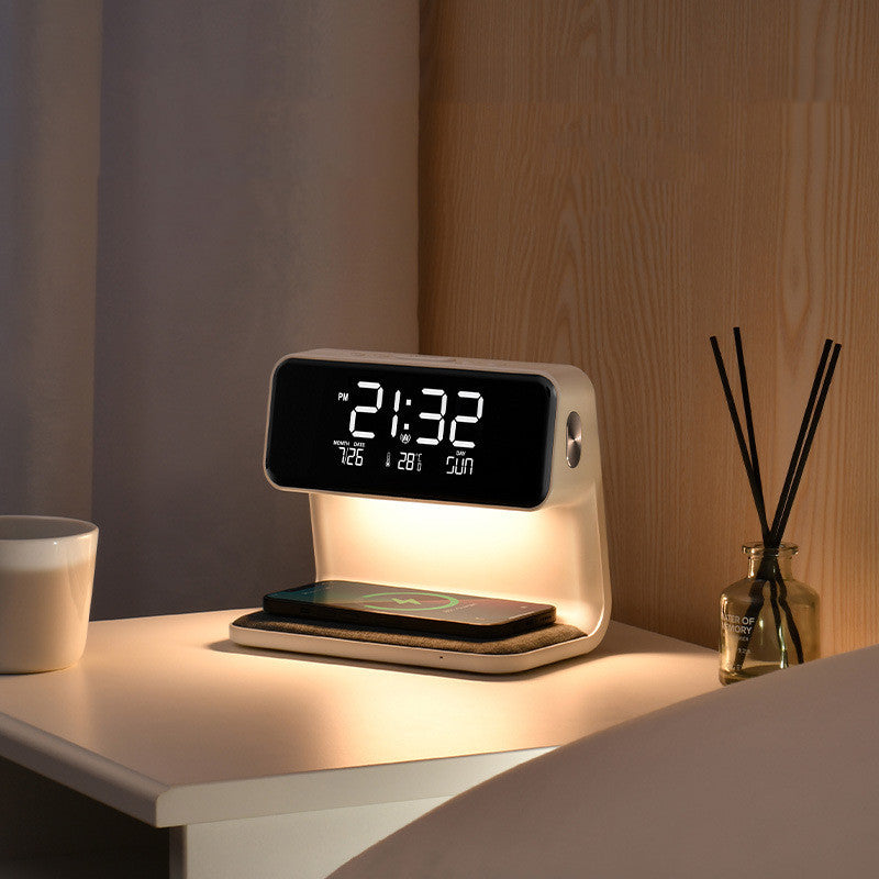 3-in-1 Bedside Lamp with Wireless Charger and LCD Alarm Clock