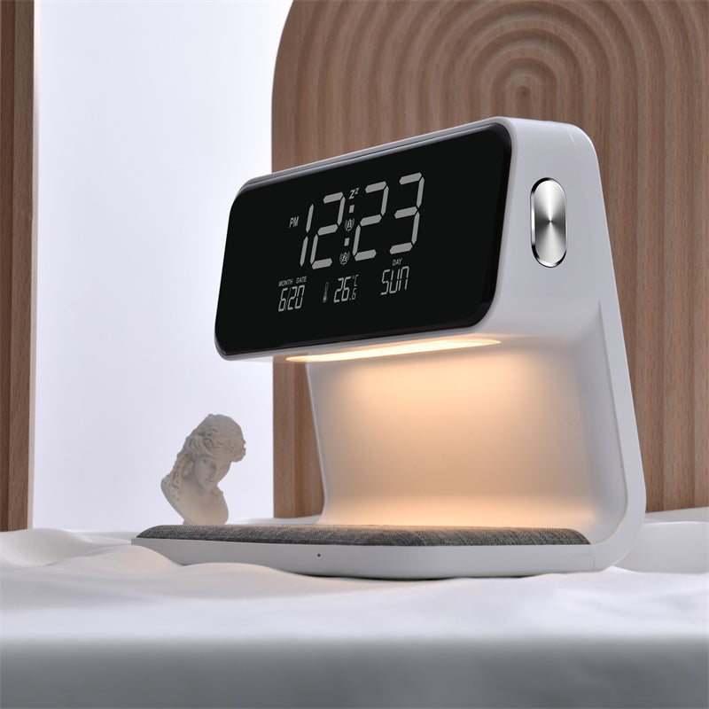 3-in-1 Bedside Lamp with Wireless Charger and LCD Alarm Clock