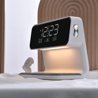 3-in-1 Bedside Lamp with Wireless Charger and LCD Alarm Clock