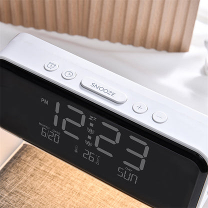 3-in-1 Bedside Lamp with Wireless Charger and LCD Alarm Clock