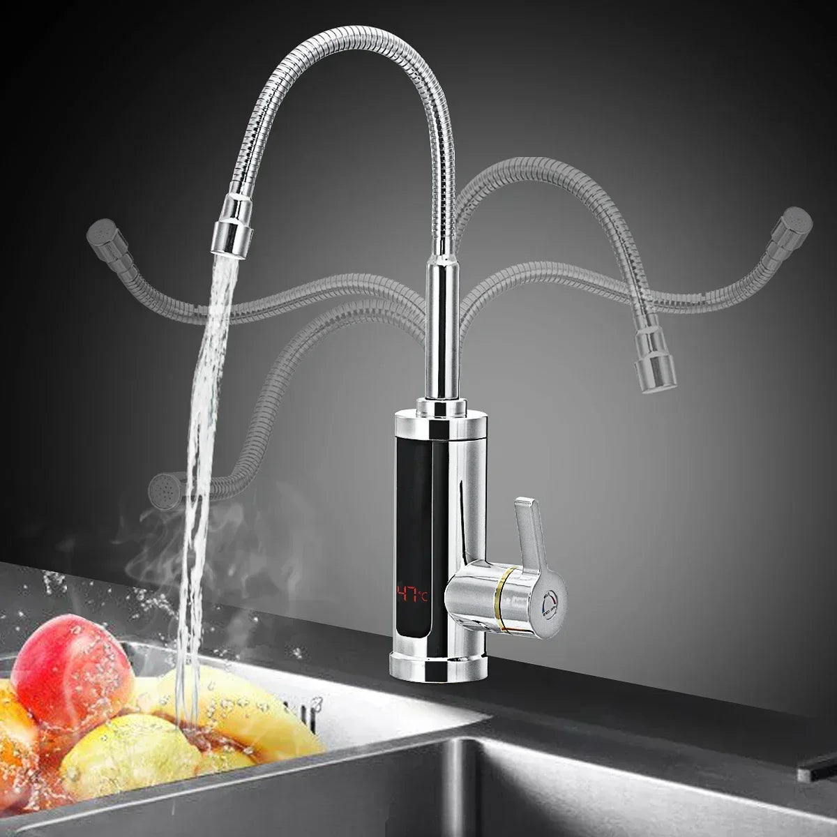 3000W Instant Hot Water Electric Kitchen Tap With Display