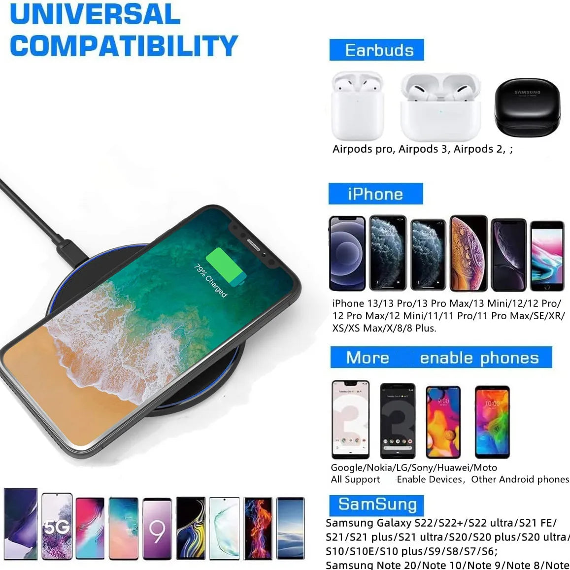 30W Magnetic Wireless Charging Pad with USB C Cable
