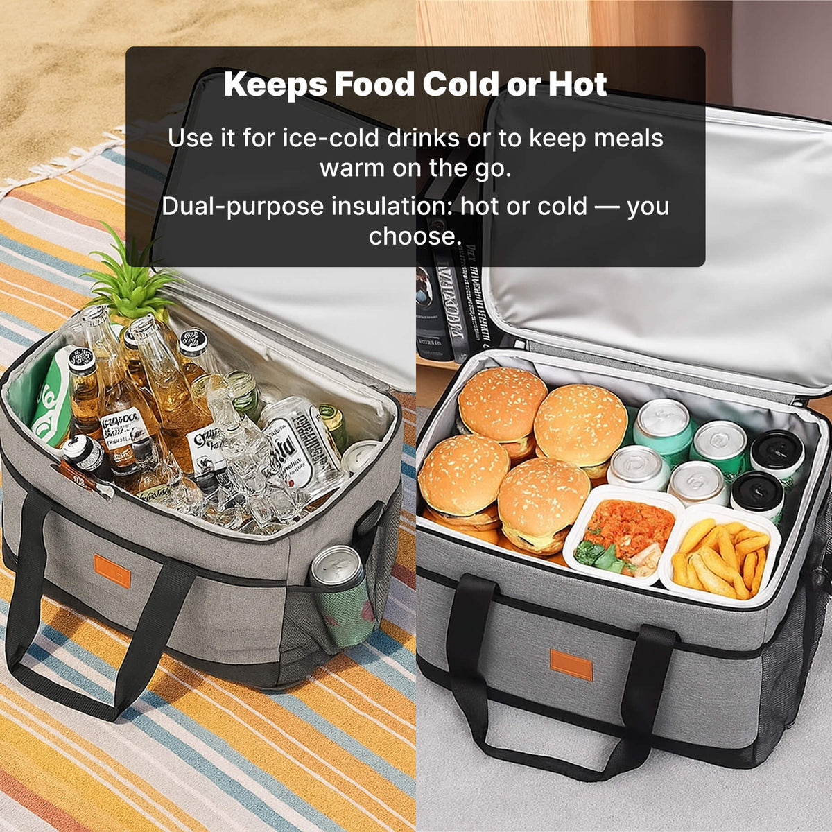 33L Insulated Waterproof Cooler Bag for Outdoor Travel and Picnics