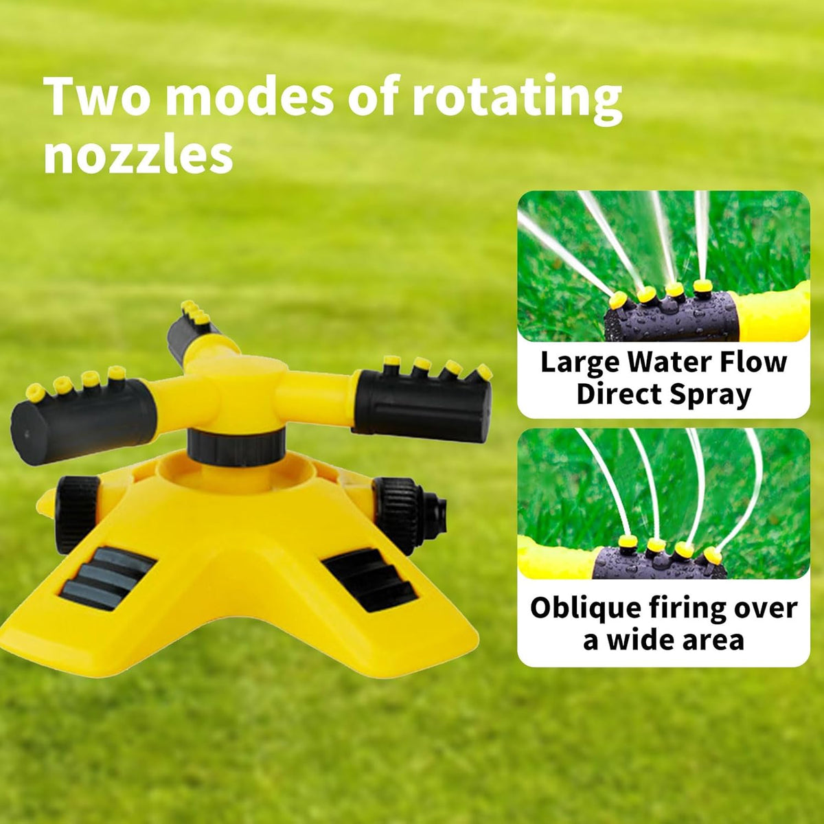 360 Degree Rotating Lawn Sprinkler with Multi Angle Spray Nozzles
