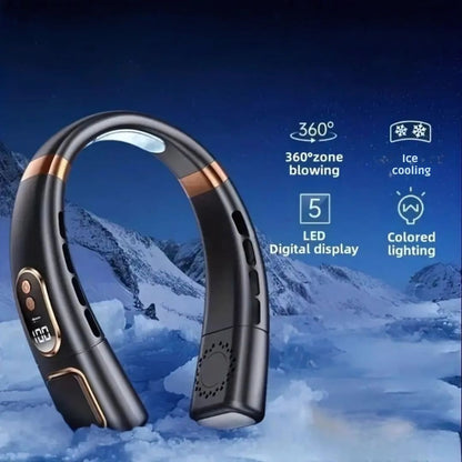 360° Bladeless Digital Neck Fan with LED Display