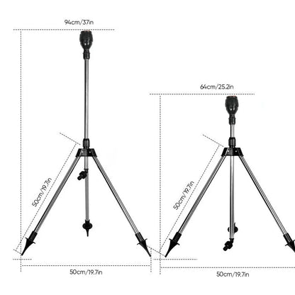 360° Rotating Tripod Garden Sprinkler with Adjustable Spray