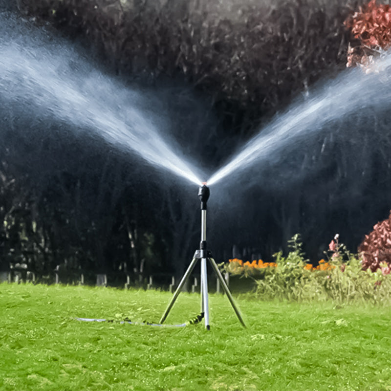 360° Rotating Tripod Garden Sprinkler with Adjustable Spray