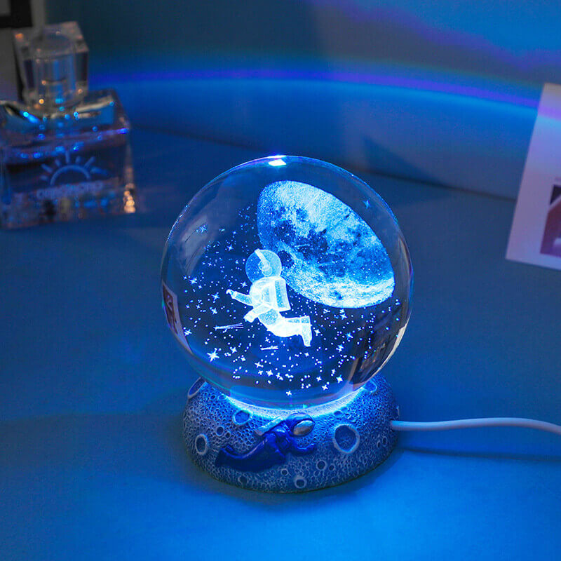 3D Crystal Ball Ocean Night Light with LED Base