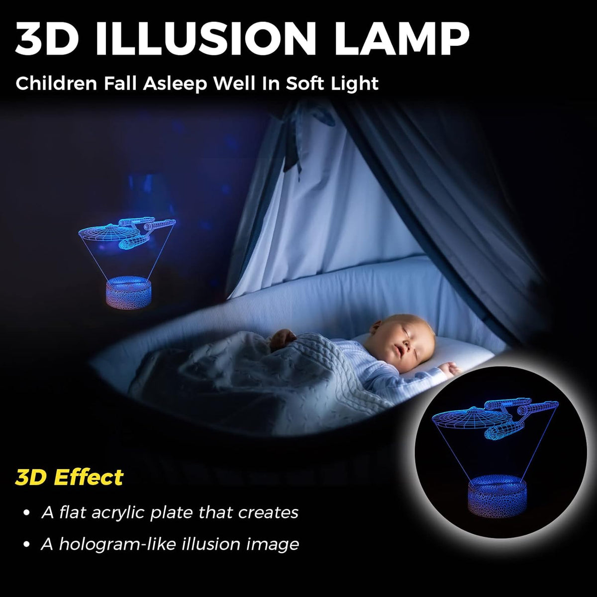3D Enterprise Spaceship LED Optical Illusion Lamp