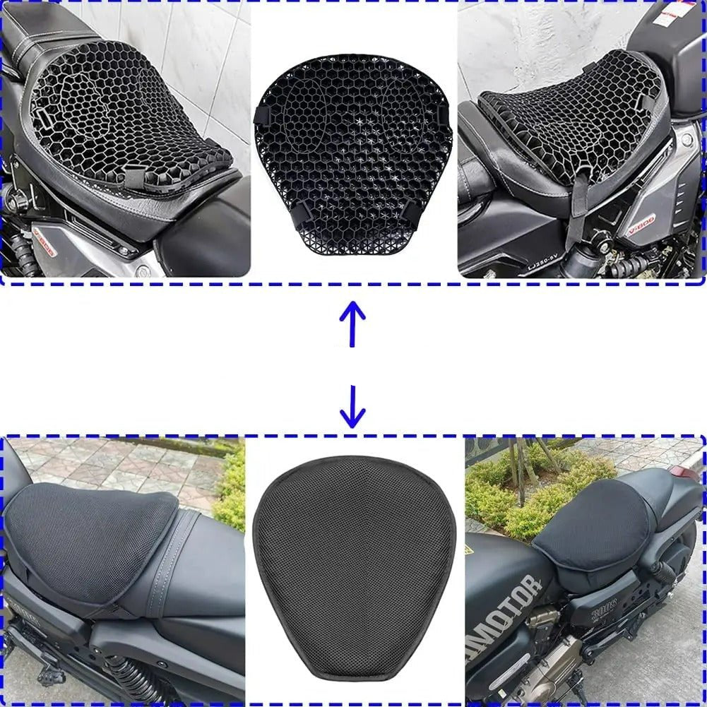 3D Honeycomb Motorcycle Seat Cushion with Shock Absorbing Gel