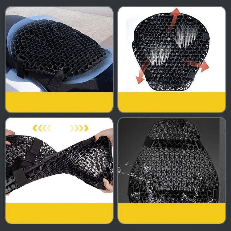 3D Honeycomb Motorcycle Seat Cushion with Shock Absorbing Gel