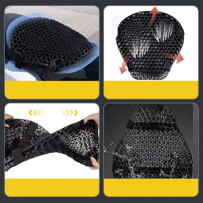 3D Honeycomb Motorcycle Seat Cushion with Shock Absorbing Gel