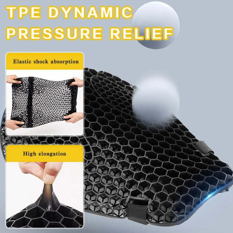 3D Honeycomb Motorcycle Seat Cushion with Shock Absorbing Gel