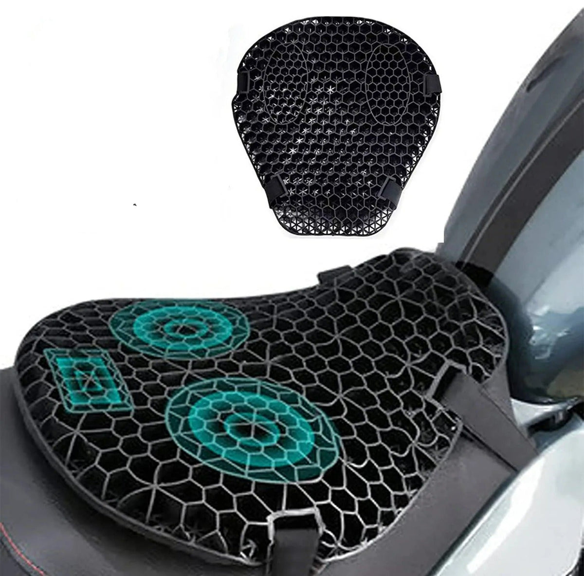 3D Honeycomb Motorcycle Seat Cushion with Shock Absorbing Gel