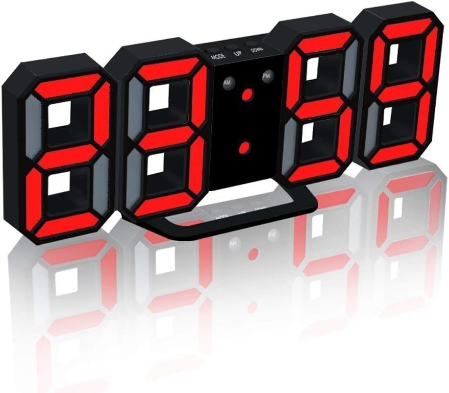 3D LED Digital Alarm Clock with Time Date Temperature Display
