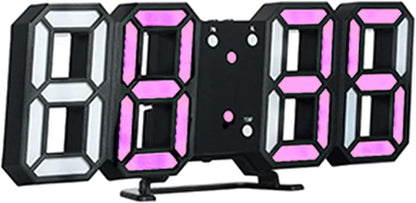 3D LED Digital Alarm Clock with Time Date Temperature Display