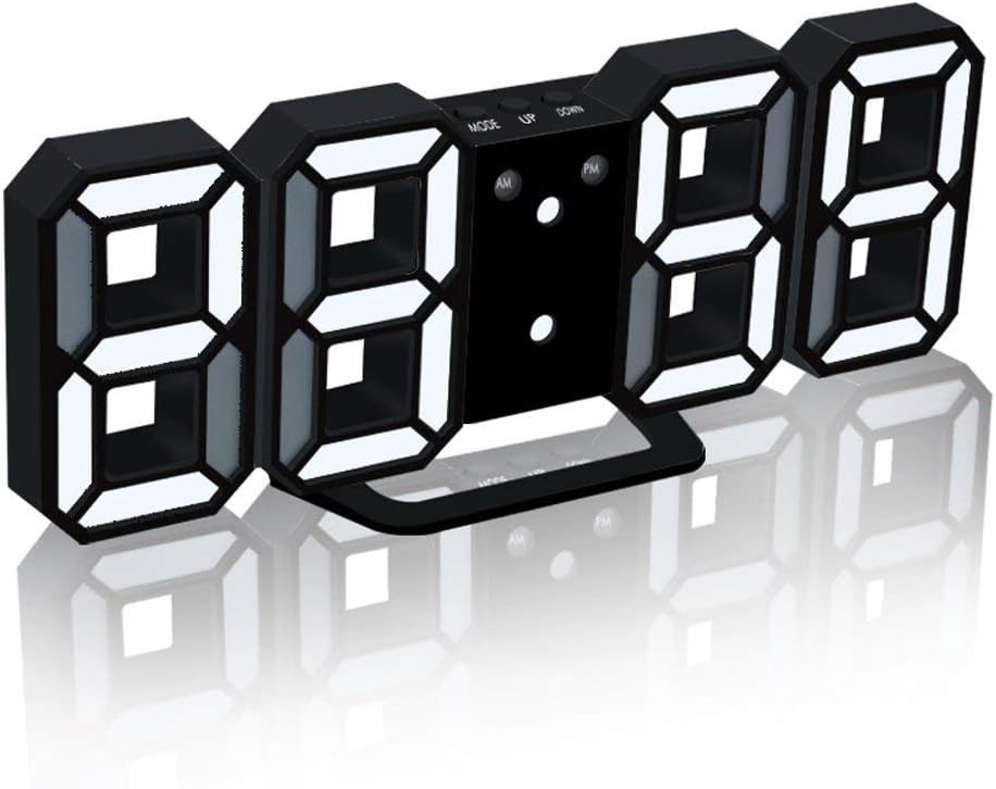 3D LED Digital Alarm Clock with Time Date Temperature Display