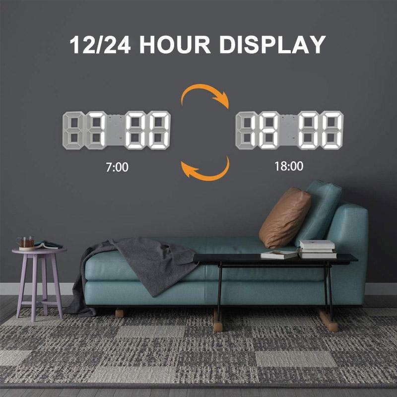 3D LED Digital Alarm Clock with Time Date Temperature Display