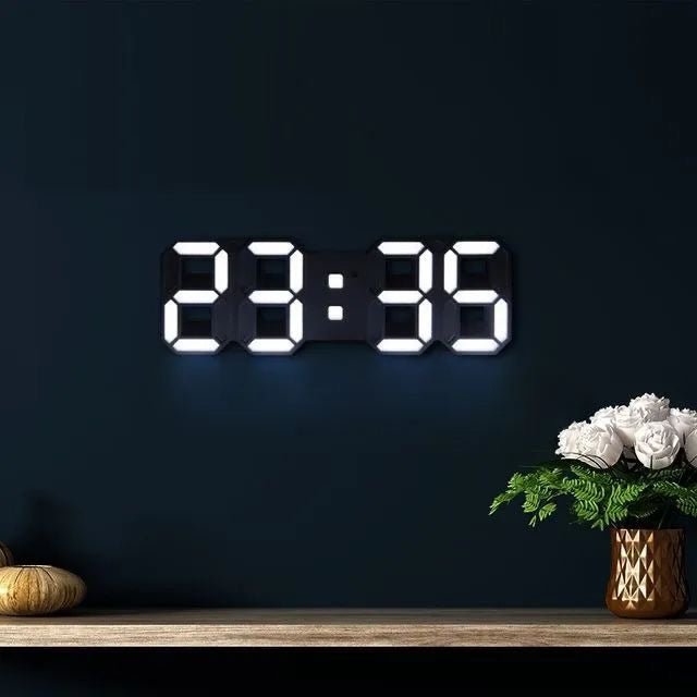 3D LED Digital Wall Clock with Adjustable Brightness