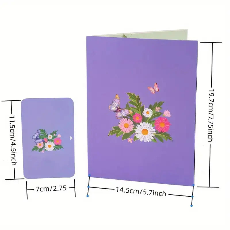 3D Pop-Up Butterfly and Daisy Greeting Card with Envelope