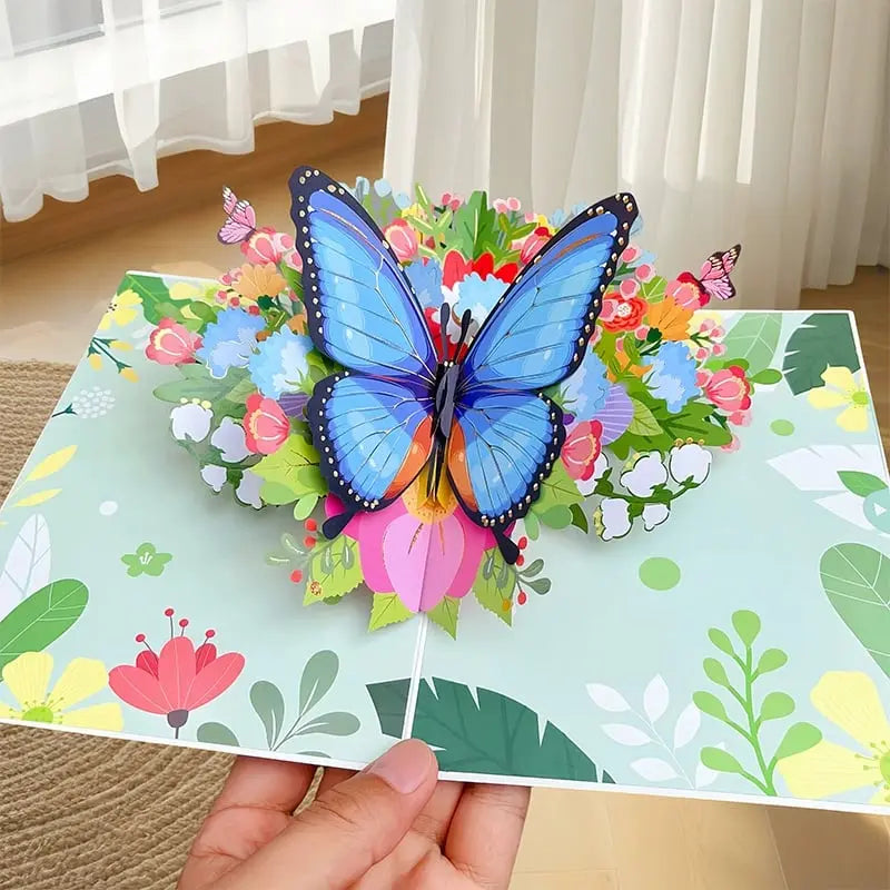 3D Pop-Up Butterfly and Daisy Greeting Card with Envelope