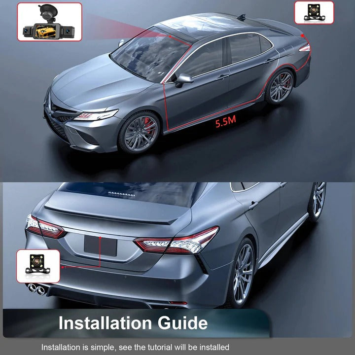 4 Channel Car Dash Camera with WiFi Night Vision and Parking Monitor