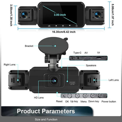 4 Channel Car Dash Camera with WiFi Night Vision and Parking Monitor