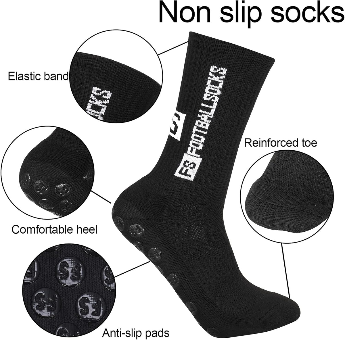 4 Pairs Non Slip Sports Grip Socks