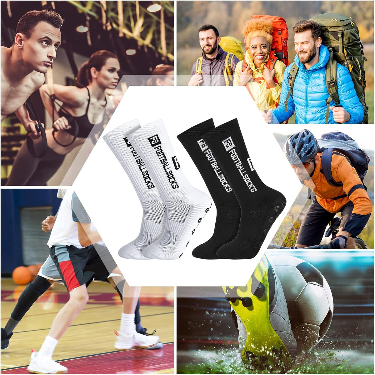 4 Pairs Non Slip Sports Grip Socks
