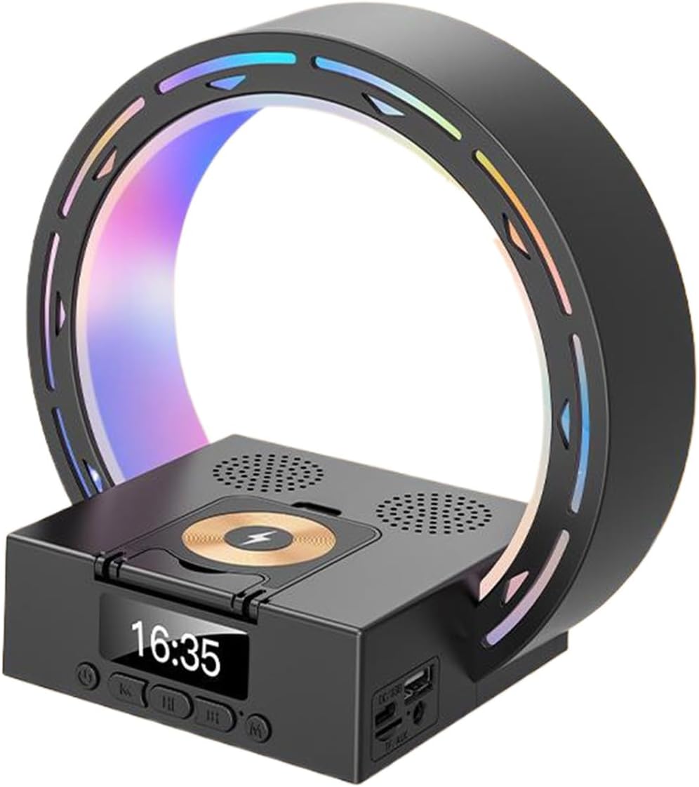 4 in 1 Bluetooth Speaker Lamp with Wireless Charging Alarm Clock