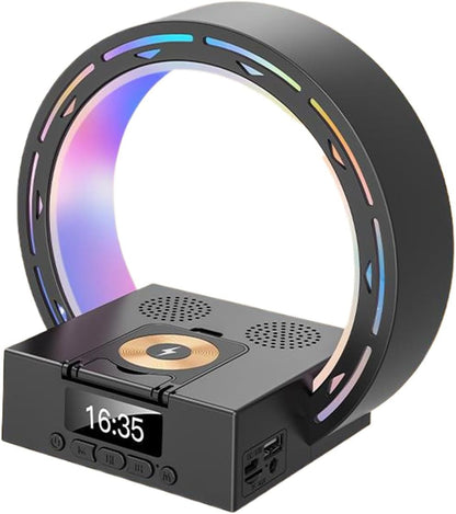 4 in 1 Bluetooth Speaker Lamp with Wireless Charging Alarm Clock