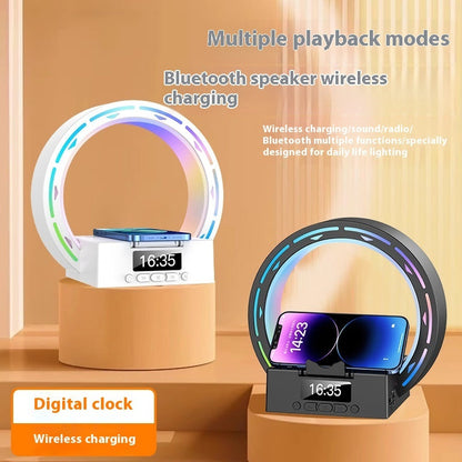 4 in 1 Bluetooth Speaker Lamp with Wireless Charging Alarm Clock