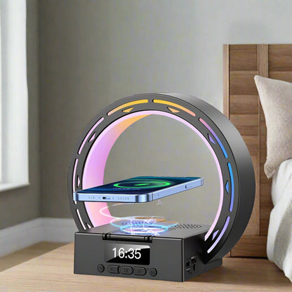 4 in 1 Bluetooth Speaker Lamp with Wireless Charging Alarm Clock