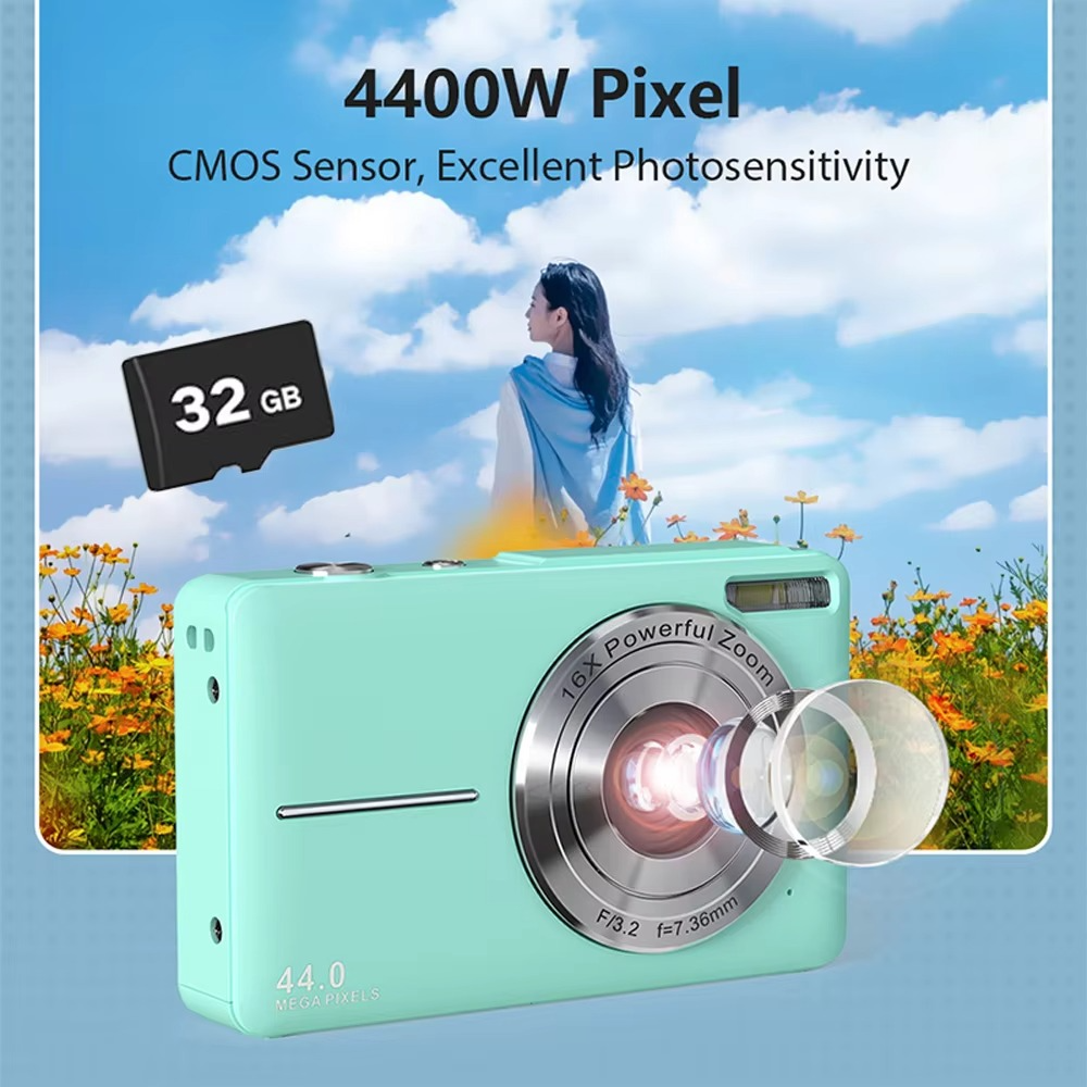 44MP Kids Digital Camera with 1080P HD Video and 16X Zoom