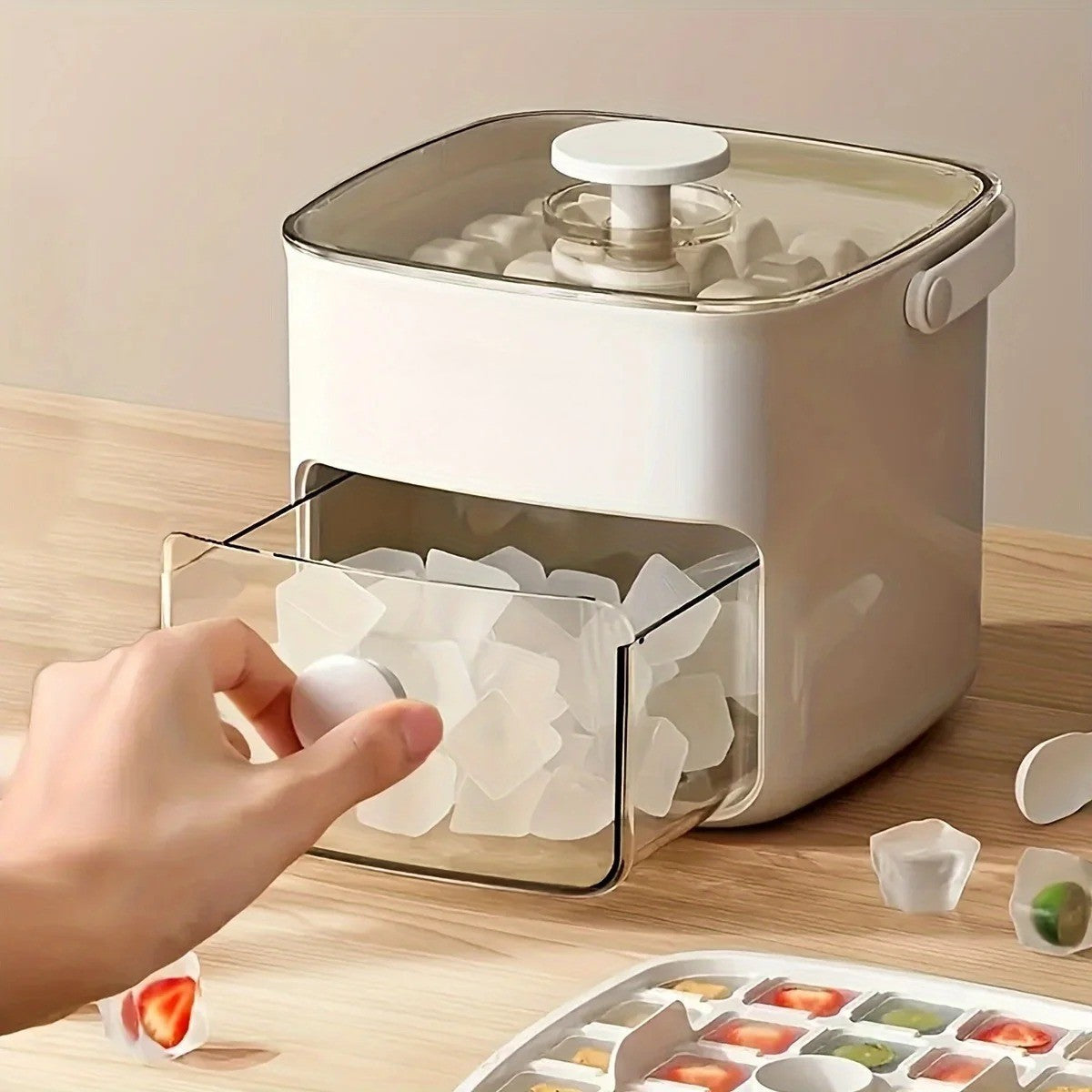 48 Grid Ice Cube Tray with Storage Bin