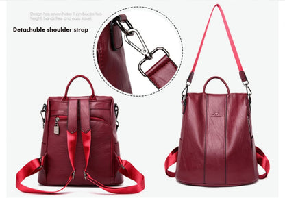 Vintage Anti Theft Leather Backpack Convertible Shoulder Bag for Women