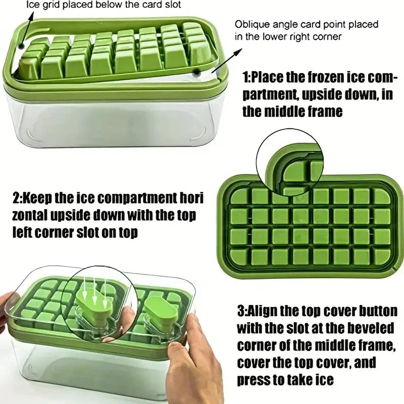64 Cube Silicone Ice Tray Set with Storage Bin and Lid