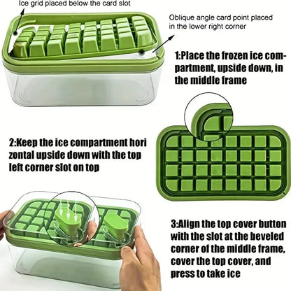 64 Cube Silicone Ice Tray Set with Storage Bin and Lid