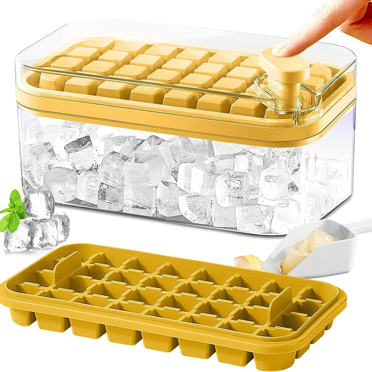 64 Cube Silicone Ice Tray Set with Storage Bin and Lid