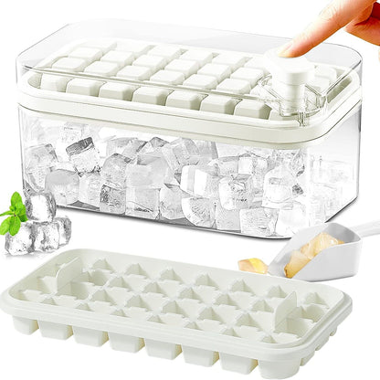 64 Cube Silicone Ice Tray Set with Storage Bin and Lid