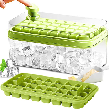 64 Cube Silicone Ice Tray Set with Storage Bin and Lid