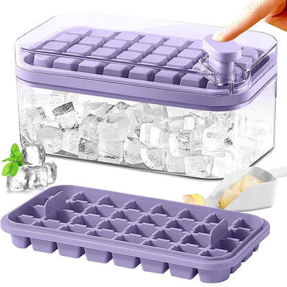 64 Cube Silicone Ice Tray Set with Storage Bin and Lid