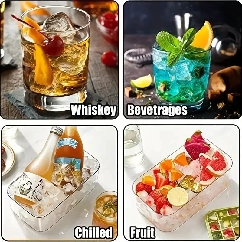 64 Cube Silicone Ice Tray Set with Storage Bin and Lid
