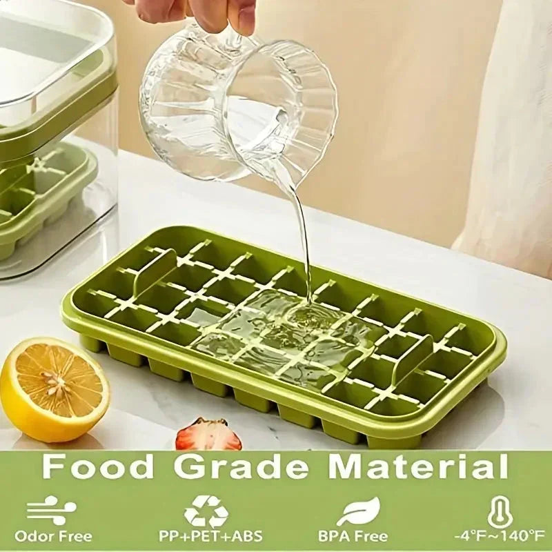 64 Cube Silicone Ice Tray Set with Storage Bin and Lid